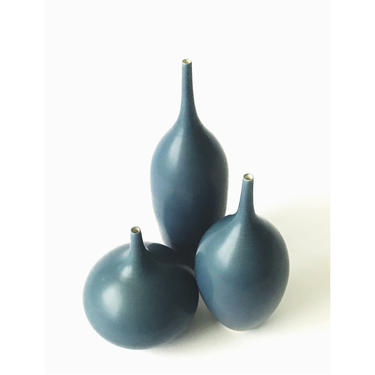 MADE TO ORDER- trio of Teal bottle vases by sara paloma pottery 