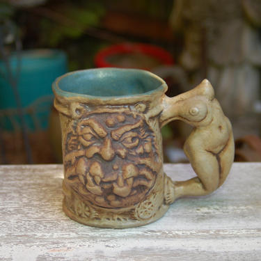 Classic Rump ~ 1971 Jim Rumph Busty Headless Maiden Mug with Orge Face ~ Handmade Signed Mug ~ Excellent Condition ~ 1960's / 70's Freaky 