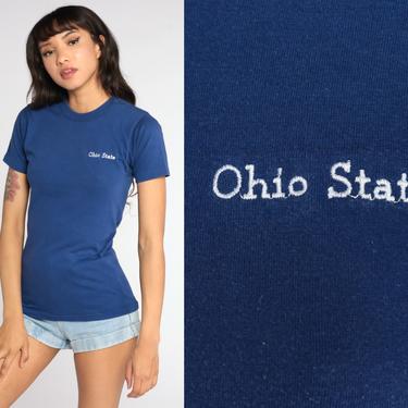 Ohio State Shirt University T Shirt 80s Champion College T Shirt Graphic Tee Sports Vintage Dark Blue Extra Small xs 