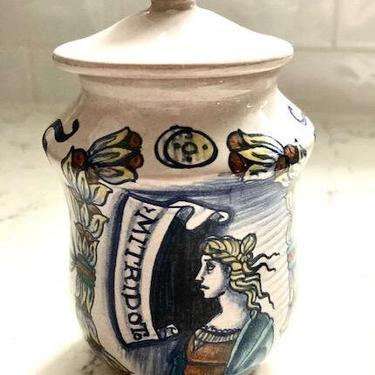 Vintage DERUTA Italian Signed Hand-Made Hand Painted Jar with Lid, Antique Italian HandMade Sugar, Trinklet, Herb Jar by LeChalet