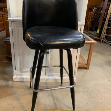 Black Leather And Metal Bar Stool