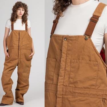Vintage Walls Blizzard-Pruf Tan Insulated Overalls - Men's Large Regular 38-40 | Unisex Oversize Cotton Duck Overall Pants Workwear Jumpsuit 