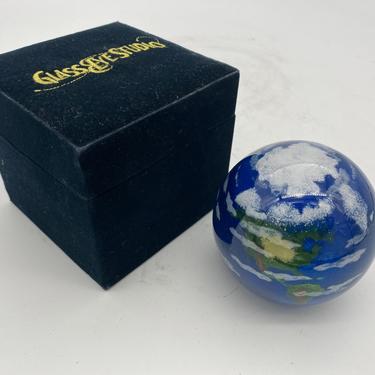 Glass Eye Studio &quot;Celestial Series Earth&quot; Art Glass Sphere Papper Weight by Golgenflow Studio 