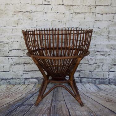 SHIPPING NOT FREE!!!! Vintage In Style of Franco Albini &amp;quot;Fish Trap&amp;quot; Table with Bamboo Base/ Plant Stand (no glass) 