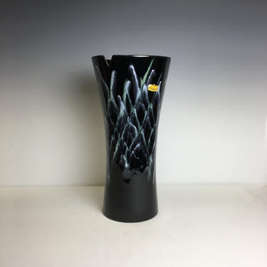 Vintage Royal Haeger Large Pottery Vase Drip Glaze Mid Century Modern Black 12&amp;quot; 