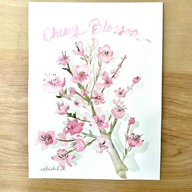 Cherry Blossom Branch Original Watercolor Painting