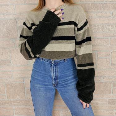 Cozy Soft Chenille Knit Striped Pullover Sweater 