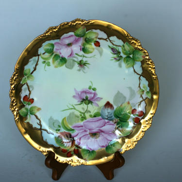 vintage GDA hand painted plate with 24K gilt edge made in France 