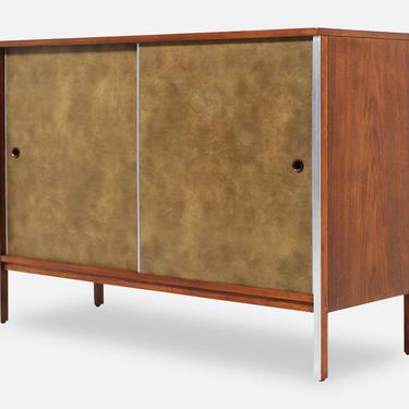 Paul McCobb “Linear Group” Credenza with Leather Doors for Calvin Furniture