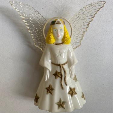 Vintage Paramount Angel Tree Topper, Blonde Angel With Gold Star Gown, Christmas Tree Decor 