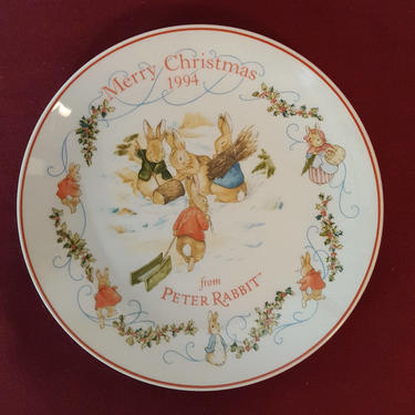 Vintage Beatrix Potter Nursery Ware 1994 Peter Rabbit Christmas Plate By Wedgwood 