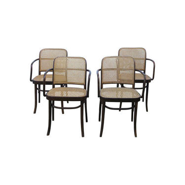 Josef Hoffmann Bentwood &amp; Cane Prague Chairs - Set of 4 