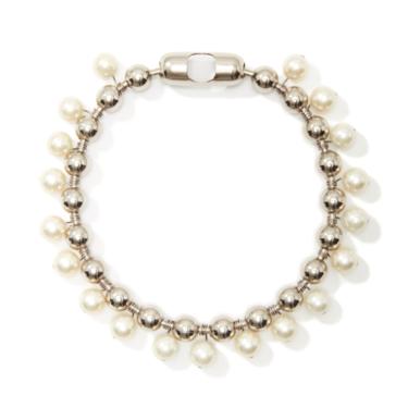 STAINLESS STEEL BALL CHAIN PEARL NECKLACE