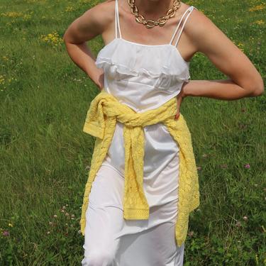 Vintage Ruffle Nightgown / 80's White House Dress / ELISE STEVENS Lingerie S/M 