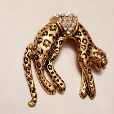 Vintage Florenza style Leopard Brooch Pin 