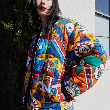 MOSCHINO 90s Pinball Pop Art Puffer Coat