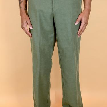 Vintage Green Linen Dockers Trousers Pants 36x30 
