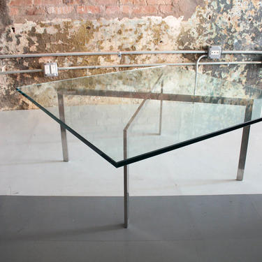 Mies Van Der Rohe for Knoll Glass and Chrome Coffee Table