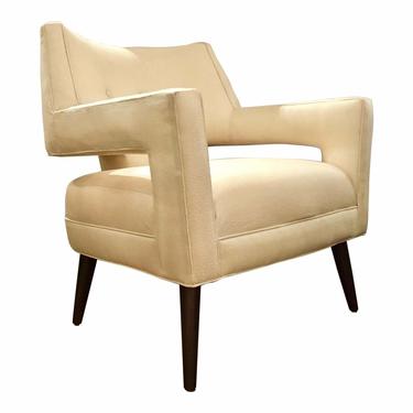 Mid-Century Modern Kravet White Pebble Vega Lounge Chair