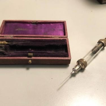 Circa 1880s Antique Syringe with Two Needles with Case Near PerfectCondition