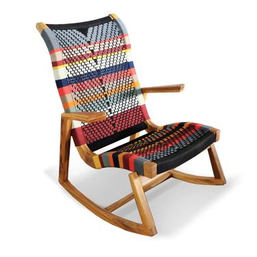 Midcentury Modern, Rocking Chair, Handwoven Chair, Lounge Chair, Living Room Chair, Handmade Furniture, Sustainable Wood, danish modern Teak 