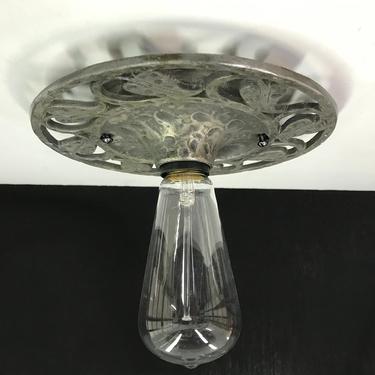 Arts Crafts Mission Style Ceiling Light Bulb Fixture 1920 Cast Iron Rewired Metal Finish Two Available 