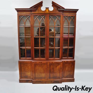 Drexel Wallace Nutting Mahogany Breakfront Bookcase China Cabinet Cupboard