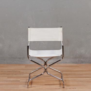 White Painted Vinyl &amp; Chrome Hourglass Armchair – ONLINE ONLY