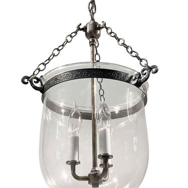 19th Century English 9.5 in. Clear Bell Jar Pendant Lantern