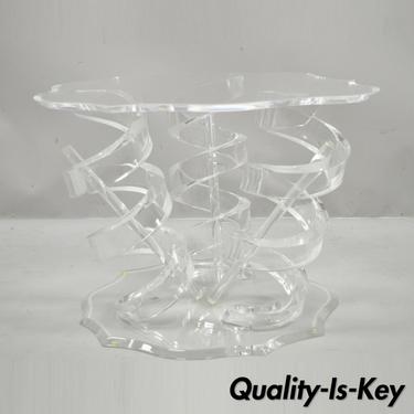 Lucite Spiral Coil Spring Base Mid Century Modern Coffee Table