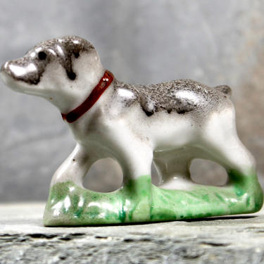 Beautiful Jack Russell Ceramic Figurine - Made in Occupied Japan - MIOJ - Vintage Ceramic Dog Occupy Japan - 1940s | FREE SHIPPING 