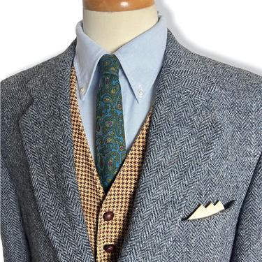 Vintage ALEXANDRE x HARRIS TWEED 100% Wool Blazer ~ 44 to 46 R ~ Herringbone ~ jacket / sport coat ~ Preppy / Ivy / Trad ~ Savile Row 