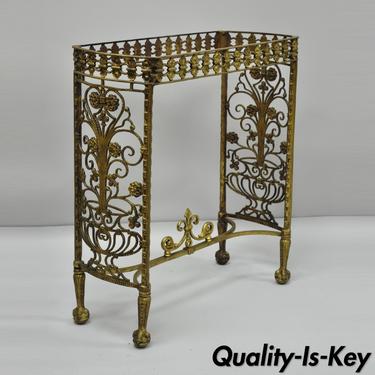 Antique French Art Nouveau Victorian Bronze Brass Small Side Table Console Base