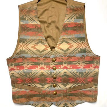 Vintage Handmade Antique CAMP BLANKET Vest ~ fits size 40 ~ Southwestern ~ Native American ~ Biker ~ Beacon 