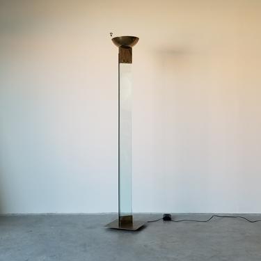 Postmodern Italian Brass and Glass "Laser" Floor Lamps by Max Baguara for Lamperti 