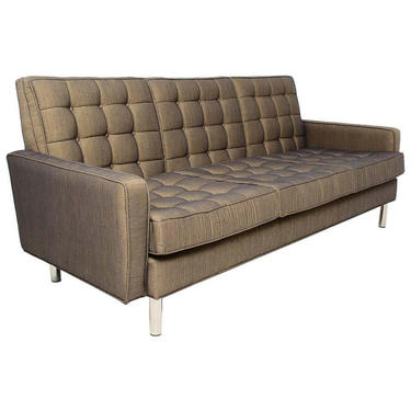 Classic Mid-Century Modern Florence Knoll Tufted Chrome Sofa 1950s USA 