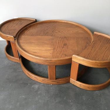 Vintage 1970s 3 Piece Table Set by Howard Furniture.