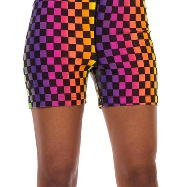 1990S Rainbow Checkered Club Kid Biker Shorts 