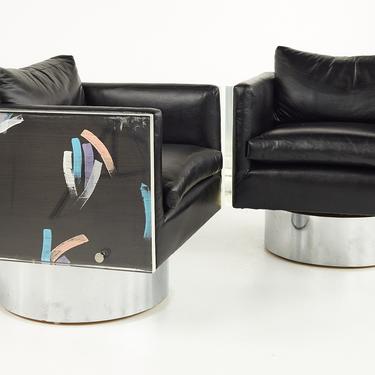 Leon Rosen for Pace Style Post Modern Lucite Cube Lounge Chairs - mcm 