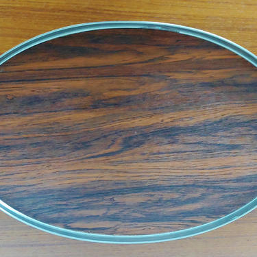 Mid Century Modern Oval Formica and Aluminum Serving Tray 
