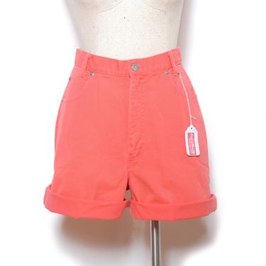 Vintage 90's Salmon Pink Denim Shorts Sz 28W 