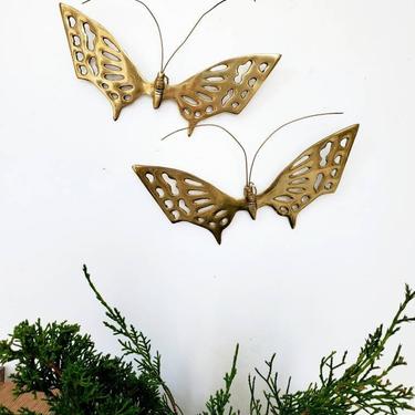 Vintage Brass Butterfly Wall Decor Set 