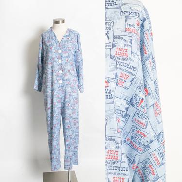 1960s Pajama Jumpsuit Novelty Print Loungewear Small 