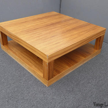 Vintage Danish Mid-Century Modern Laminate Square Two Tier Coffee Table 
