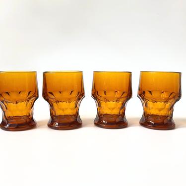 Mid Century Georgian Amber Cocktail Glasses / Set of 4 