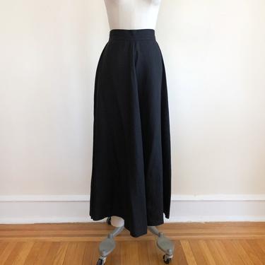 Maxi-Length Black Linen Skirt - 1990s 