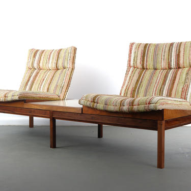 Arthur Umanoff Walnut Modular Sofa with Table for Madison Furniture, 1950s 