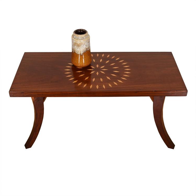 Solid Walnut Accent Table w/ Blonde Diamond Accents