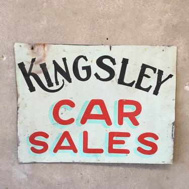 Vintage Kingsley Car Sales Sign