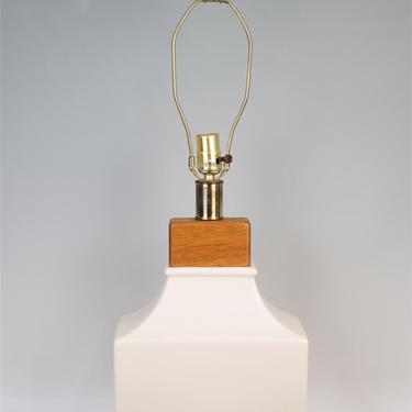 White Ceramic and Teak Lamp